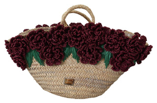 Dolce &amp; Gabbana Chic Floral Straw Elegance Tote