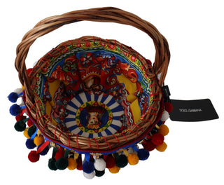 Dolce &amp; Gabbana Multicolor Embellished Wicker Tote