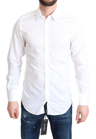 Dolce &amp; Gabbana Elegant White Cotton Dress Shirt Slim Fit