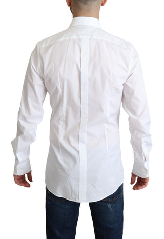 Dolce &amp; Gabbana Elegant White Cotton Bib Dress Shirt