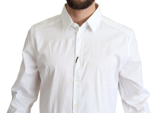 Dolce &amp; Gabbana Elegant White Cotton Stretch Dress Shirt