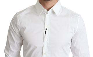 Dolce &amp; Gabbana Elegant White Cotton Stretch Dress Shirt