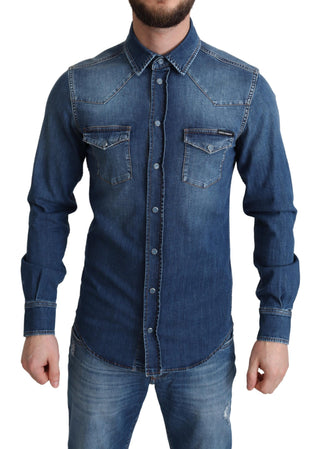 Dolce &amp; Gabbana Elegant Denim Long Sleeve Casual Shirt