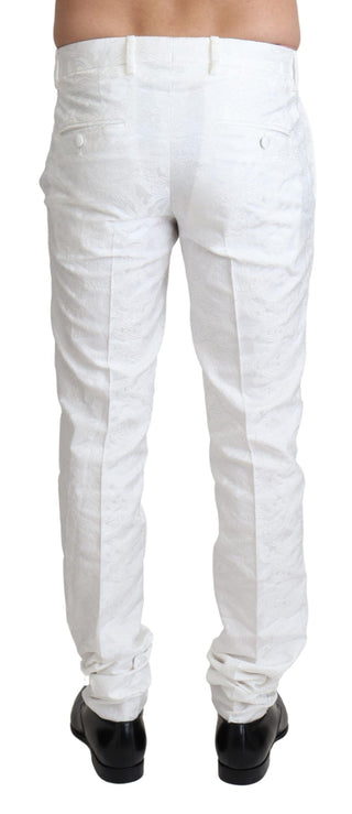 Dolce &amp; Gabbana Elegant White Brocade Dress Pants