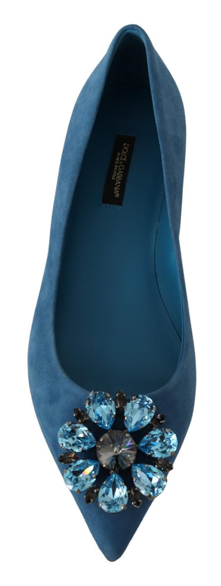 Dolce &amp; Gabbana Elegant Crystal-Embellished Suede Flats