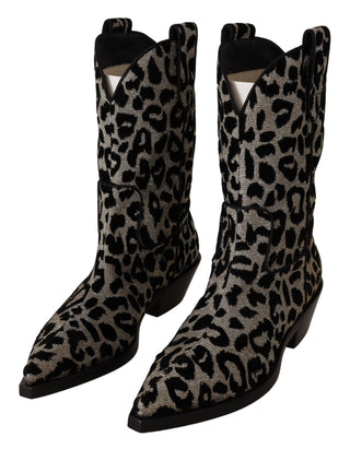 Dolce &amp; Gabbana Elegant Leopard Print Mid Calf Boots