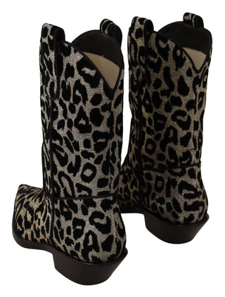 Dolce &amp; Gabbana Elegant Leopard Print Mid Calf Boots