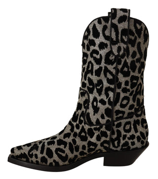 Dolce &amp; Gabbana Elegant Leopard Print Mid Calf Boots