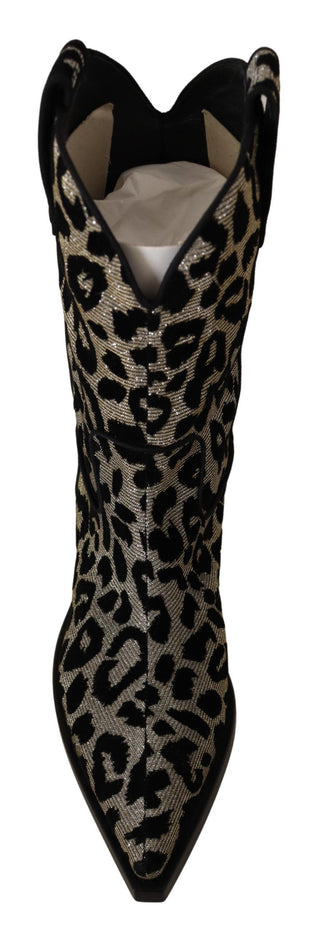 Dolce &amp; Gabbana Elegant Leopard Print Mid Calf Boots