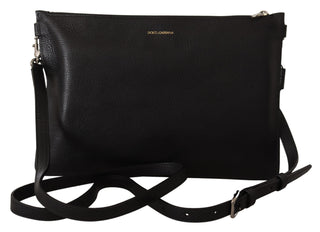 Dolce &amp; Gabbana Elegant Black Leather Sling Shoulder Bag