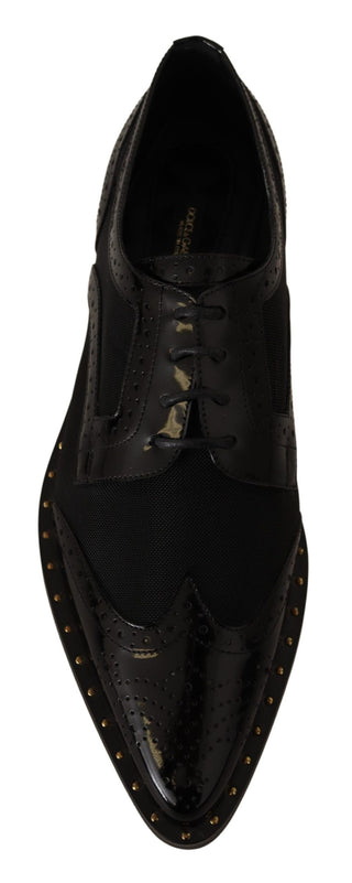 Dolce &amp; Gabbana Elegant Gold-Trimmed Black Oxford Lace-Ups