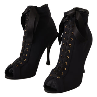 Dolce &amp; Gabbana Elegant Ankle Open Toe Heel Boots