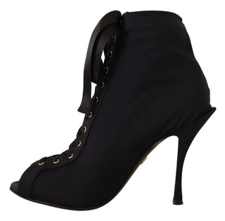 Dolce &amp; Gabbana Elegant Ankle Open Toe Heel Boots