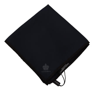 Dolce &amp; Gabbana Elegant Silk Black Pocket Square Handkerchief