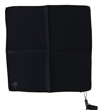 Dolce &amp; Gabbana Elegant Silk Black Pocket Square Handkerchief