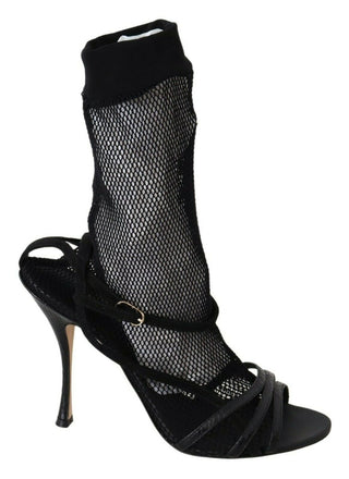 Dolce &amp; Gabbana Chic Black Mesh Stiletto Sandals