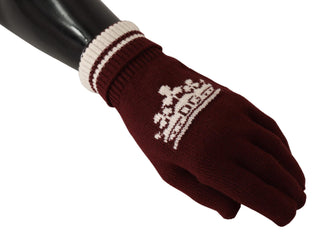 Dolce &amp; Gabbana Elegant Red Cashmere Gloves with Crown Motif