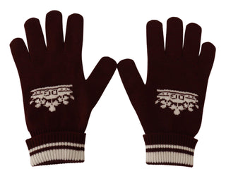 Dolce &amp; Gabbana Elegant Red Cashmere Gloves with Crown Motif