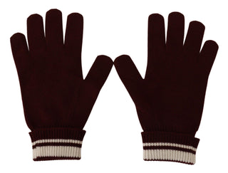 Dolce &amp; Gabbana Elegant Red Cashmere Gloves with Crown Motif