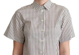 Dolce &amp; Gabbana Chic Monochrome Striped Polo Shirt