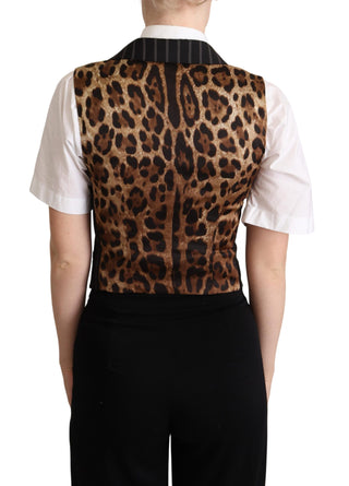 Dolce &amp; Gabbana Elegant Leopard Print Waistcoat – Sleeveless Vest