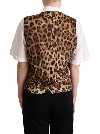 Dolce &amp; Gabbana Elegant Leopard Print Sleeveless Vest