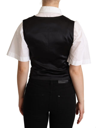 Dolce &amp; Gabbana Elegant Silk Blend Black Waistcoat