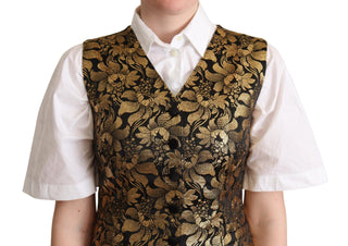 Dolce &amp; Gabbana Elegant Black Jacquard Waistcoat