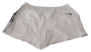 Dolce &amp; Gabbana Elegant White KING Motive Swim Trunks