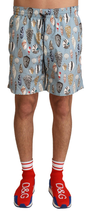 Dolce &amp; Gabbana Elegant Seashell Print Swim Trunks