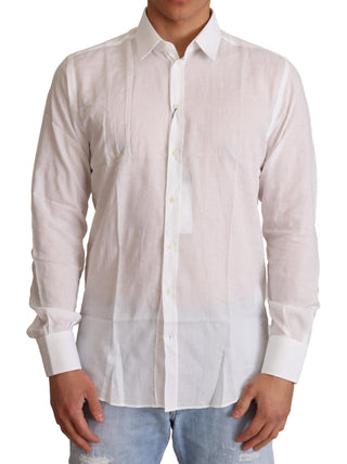 Dolce &amp; Gabbana Elegant White Slim Fit Martini Dress Shirt