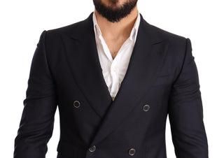 Dolce &amp; Gabbana Elegant Navy Cashmere Silk Blend Blazer