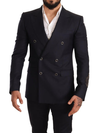 Dolce &amp; Gabbana Elegant Navy Cashmere Silk Blend Blazer