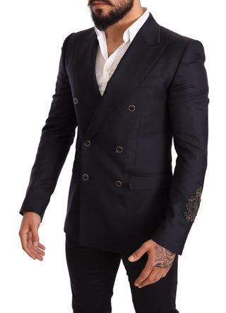 Dolce &amp; Gabbana Elegant Navy Cashmere Silk Blend Blazer