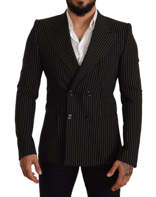 Dolce &amp; Gabbana Elegant Striped Wool Blazer with Silk Lining