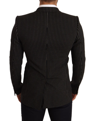 Dolce &amp; Gabbana Elegant Striped Wool Blazer with Silk Lining