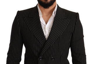 Dolce &amp; Gabbana Elegant Striped Wool Blazer with Silk Lining