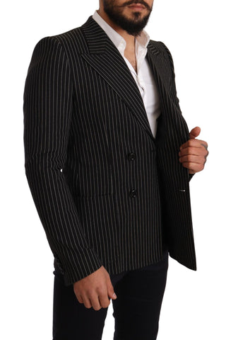 Dolce &amp; Gabbana Elegant Striped Wool Blazer with Silk Lining