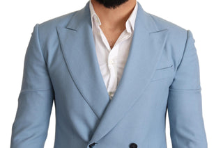 Dolce &amp; Gabbana Elegant Blue Cashmere-Silk Men's Blazer