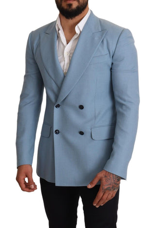 Dolce &amp; Gabbana Elegant Blue Cashmere-Silk Men's Blazer