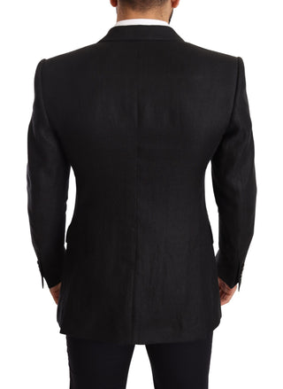 Dolce &amp; Gabbana Elegant Slim Fit Black Linen Blazer