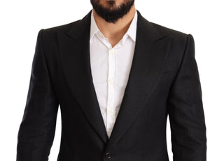 Dolce &amp; Gabbana Elegant Slim Fit Black Linen Blazer