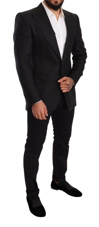 Dolce &amp; Gabbana Elegant Slim Fit Black Linen Blazer