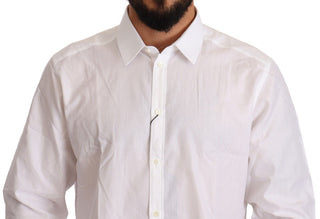 Dolce &amp; Gabbana White Cotton Martini Fit Shirt