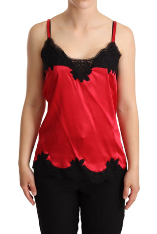 Dolce &amp; Gabbana Enchanting Red Silk Blend Lace Camisole