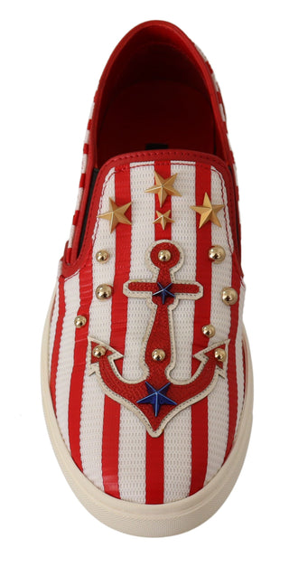 Dolce &amp; Gabbana Stripe Print Studded Loafers