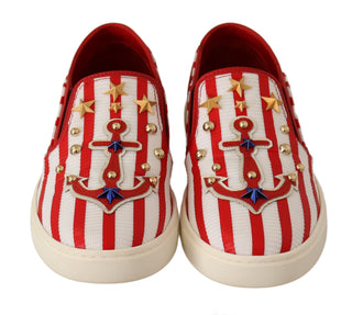 Dolce &amp; Gabbana Stripe Print Studded Loafers