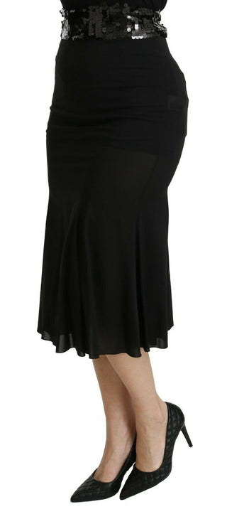 Dolce & Gabbana Chic High Waist Black Silk Blend Skirt