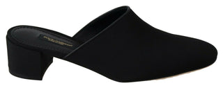 Dolce &amp; Gabbana Chic Black Grosgrain Slide Sandals