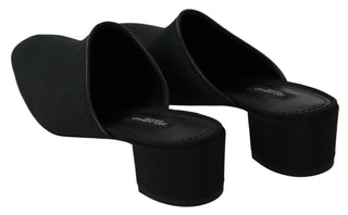 Dolce &amp; Gabbana Chic Black Grosgrain Slide Sandals